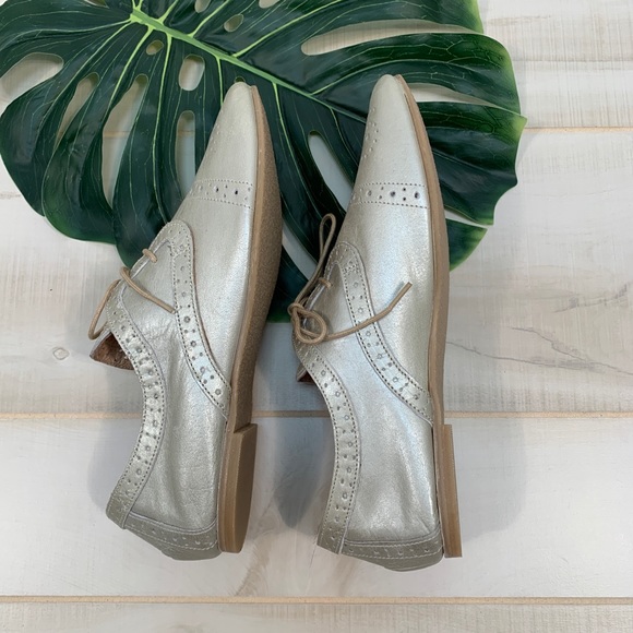 Sheridan Mia Praha Silver Leather Tie Oxfords 39 - Picture 6 of 10